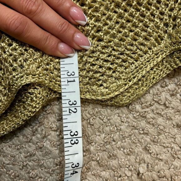 Vintage 1980’s Ladies The Works Saks Fifth Ave Gold Sheer Mesh Tunic Cover Up M - Picture 7 of 10